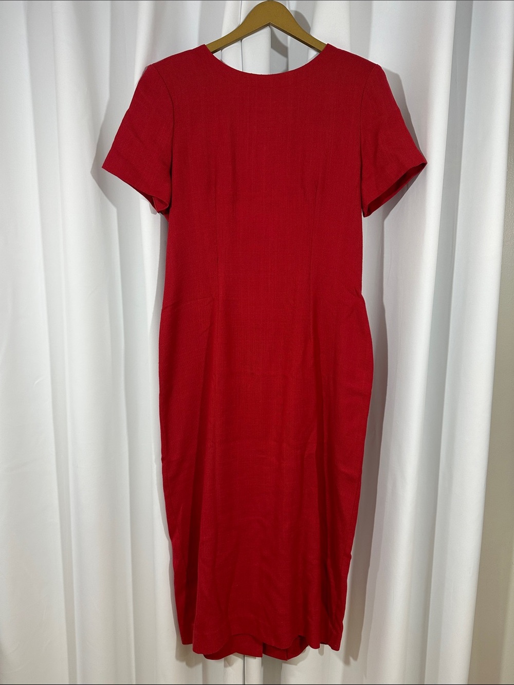 Vintage Jennifer Jeffries Dress Size 10 Red Midi Sheath Career Dress